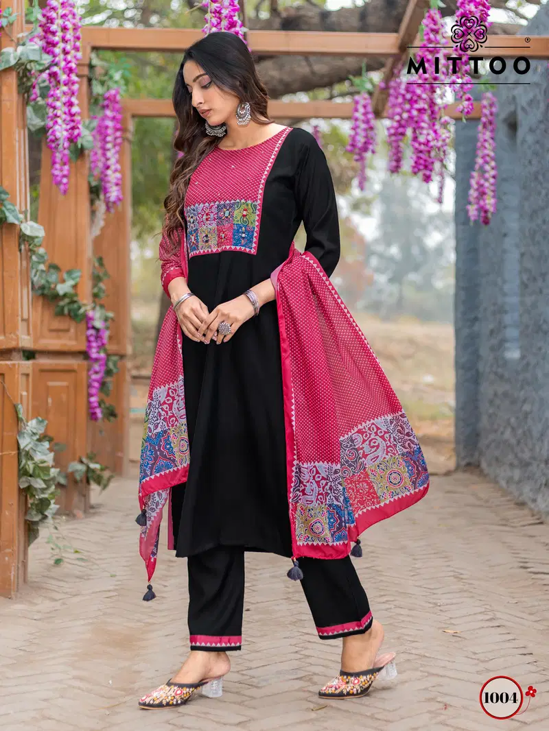 Amaya By Mittoo Modal Embroidery Kurti With Bottom Dupatta Exporters In India